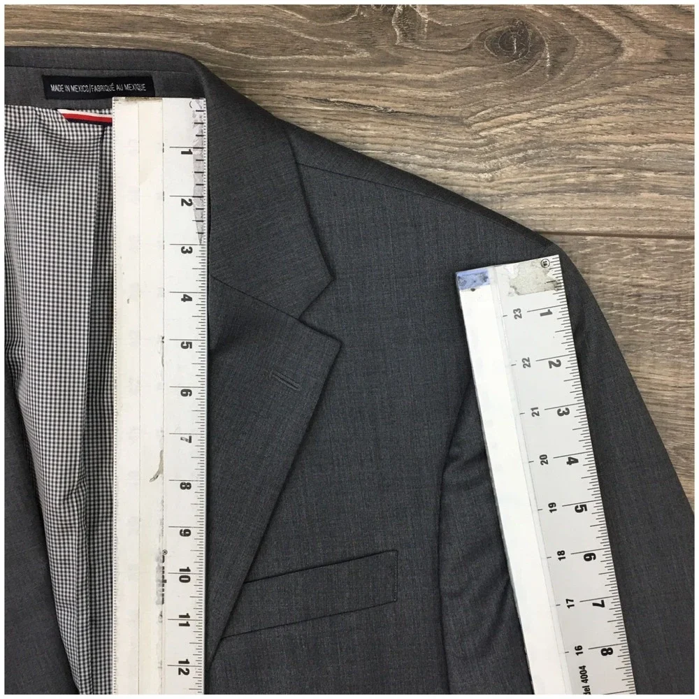 TOMMY‎ HILFIGER Mens Wool Blazer Sport Coat Casual Jacket Size 42L Gray Suit
